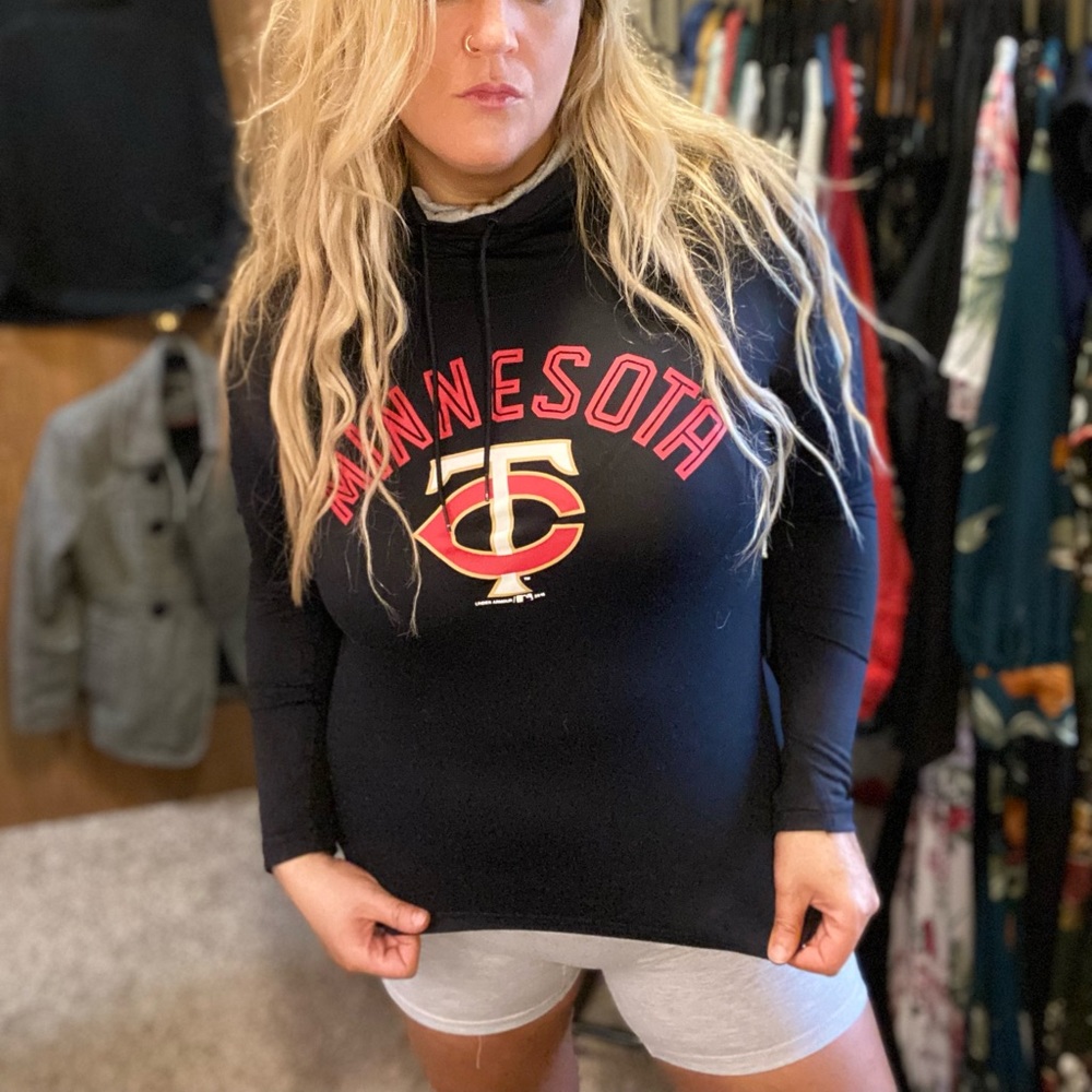 MN Twins Long sleeve athletic tee w funnel neck